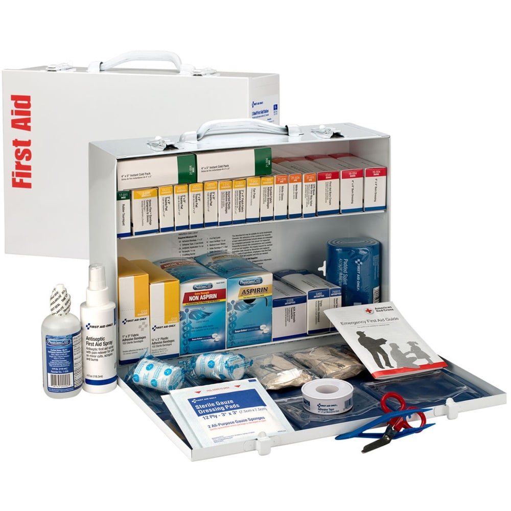 First Aid Only 2-Shelf First Aid Station, 11inH x 15 5/16inW x 4 1/2inD, White
