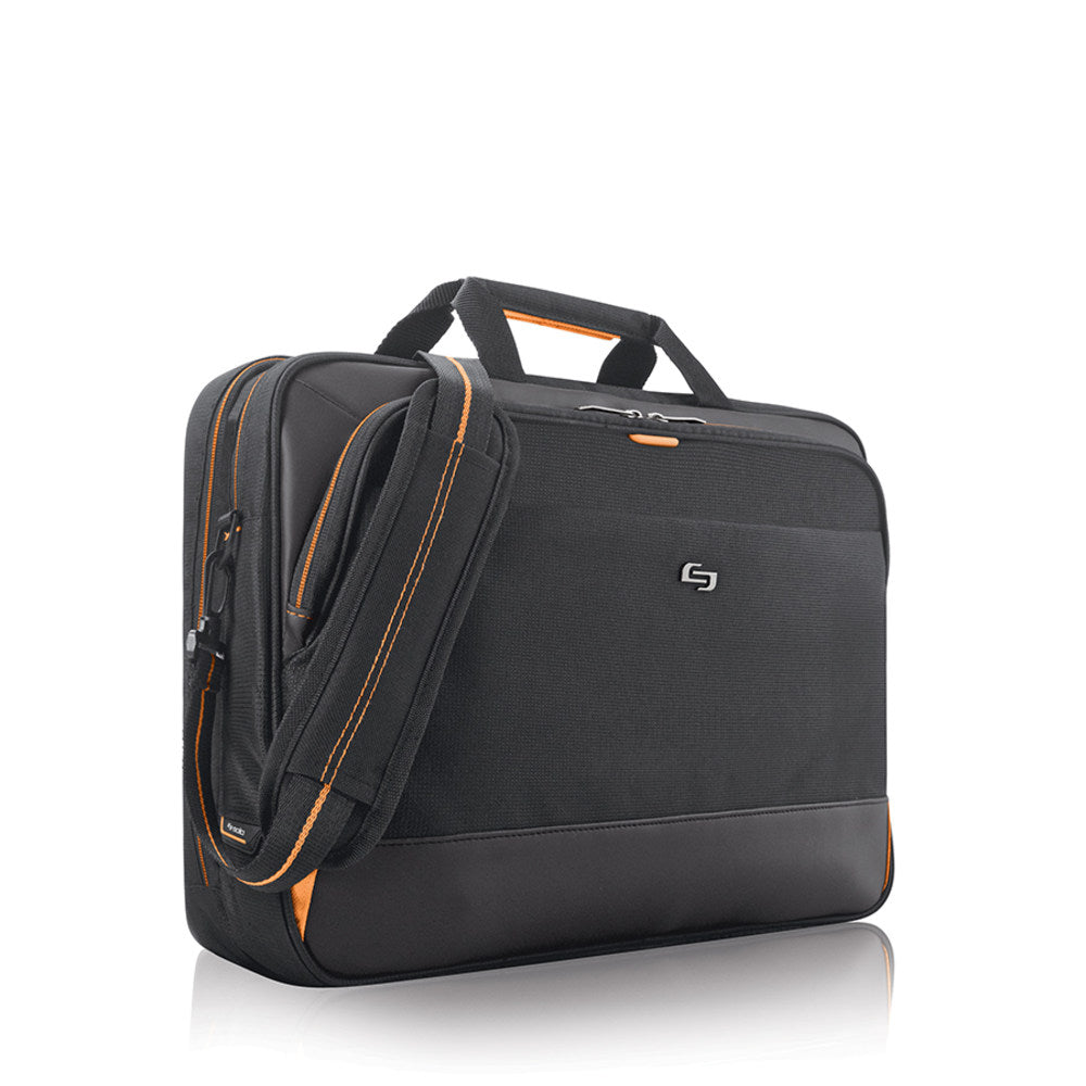 Solo New York Urban Ultra Laptop Case With 17.3in Laptop Pocket, 13-3/4inH x 18-1/2inW x 4inD, Black/Orange