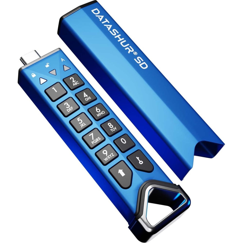 iStorage datAshur SD Encrypted USB Flash Drive With iStorage microSD Card Slot, Blue