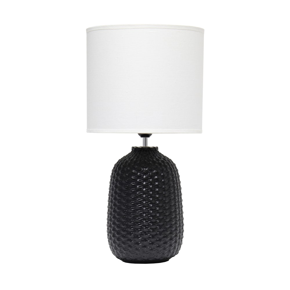 Simple Designs Purled Texture Table Lamp, 20-7/16inH, White/Black