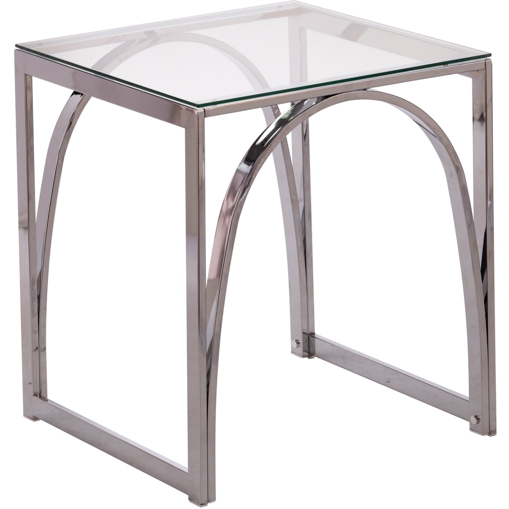 SEI Stevenly Square End Table, 22inH x 19inW x 19inD, Chrome