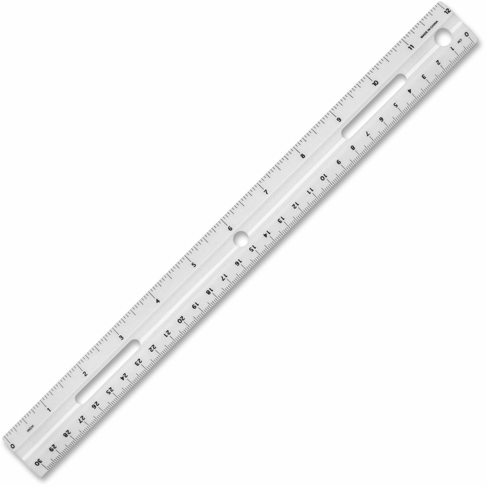 Business Source 12in Ruler - 12in Length 1.3in Width - 1/16 Graduations - Metric, Imperial Measuring System - Plastic - 1 Each - White
