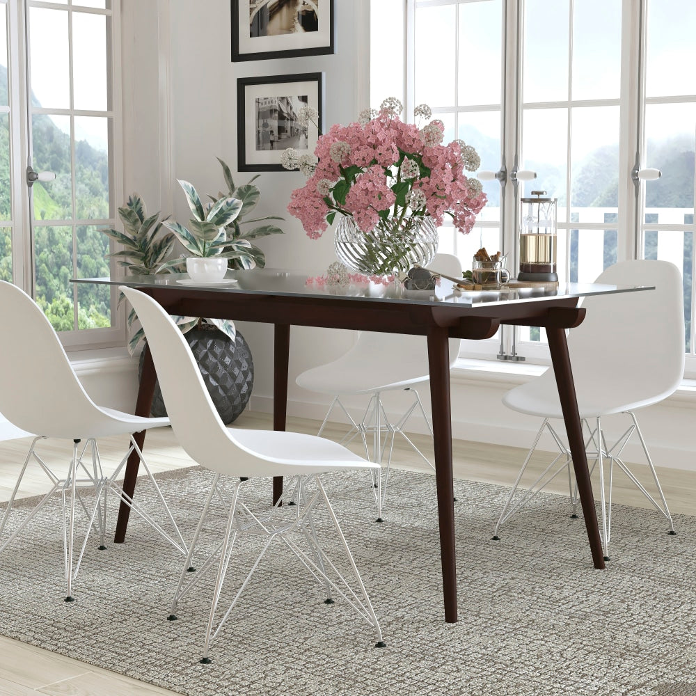Flash Furniture Solid Wood Table With Glass Top, 29-1/2inH x 31-1/2inW x 55inD, Clear/Espresso