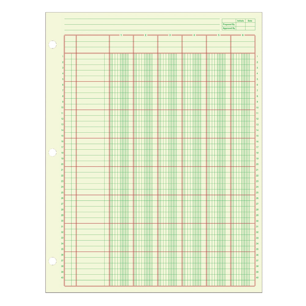 Adams Analysis Pad, 8 1/2in x 11in, 100 Pages (50 Sheets), 6 Columns, Green