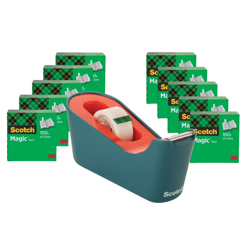 Scotch Magic Tape C18 Dispenser Value Pack - 333.33 yd Length x 0.75in Width - Dispenser Included - 10 - Seafoam Green