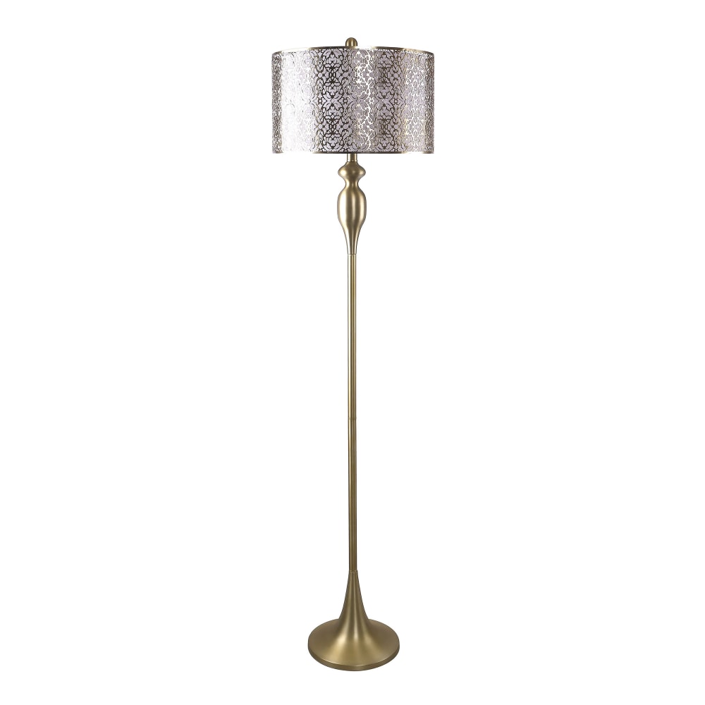 LumiSource Ashland Floor Lamp, 63inH, Off-White/Polished Gold