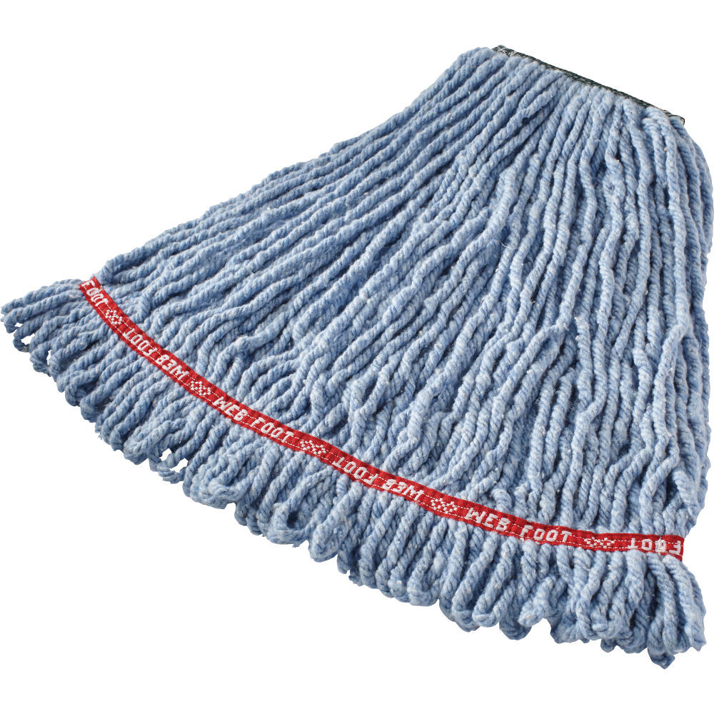 Rubbermaid Commercial Web Foot Wet Mop Heads, 1in, Blue, Pack Of 6 Heads