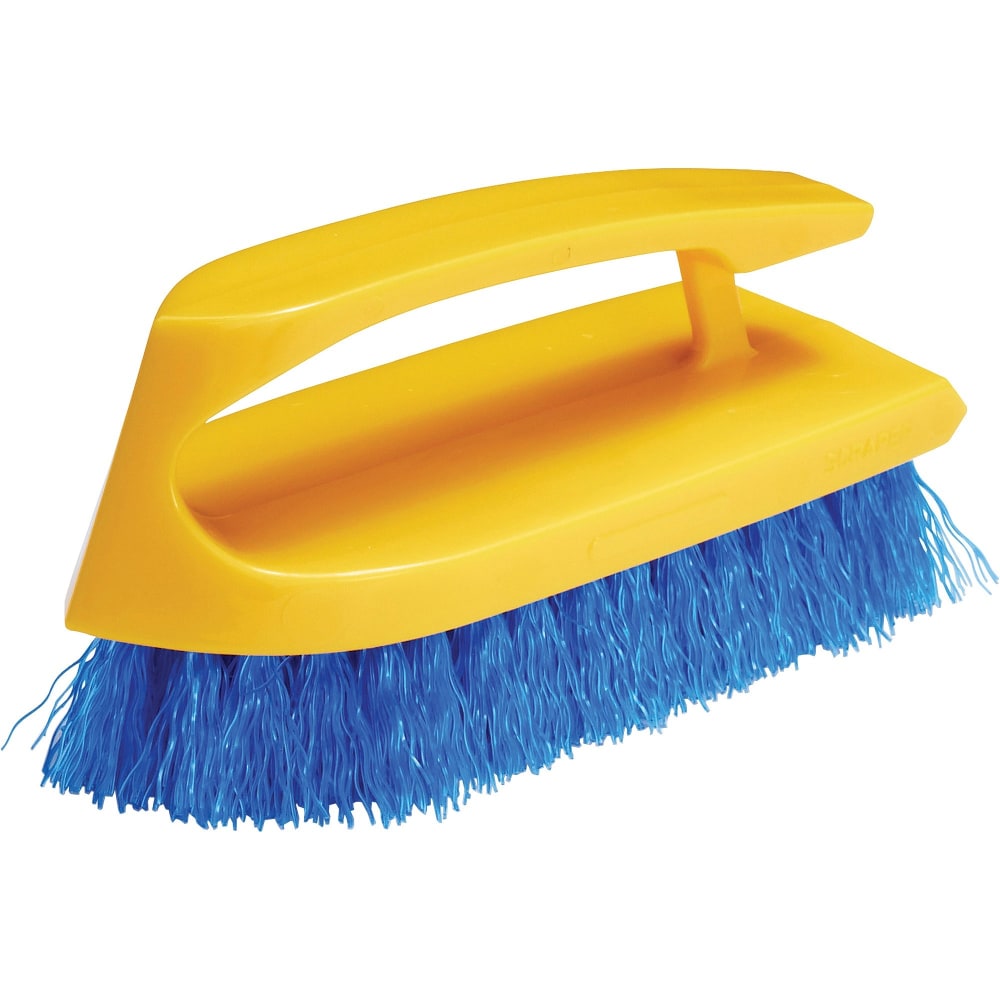 Rubbermaid Commercial Iron Handle Scrub Brush - Polypropylene Bristle - 6in Brush Face - Plastic Handle - 12 / Carton - Navy, Yellow