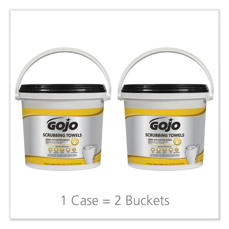 Scrubbing Towels, Hand Cleaning, Orange Scent, White/Yellow, 170/Bucket, 2 Buckets/Carton