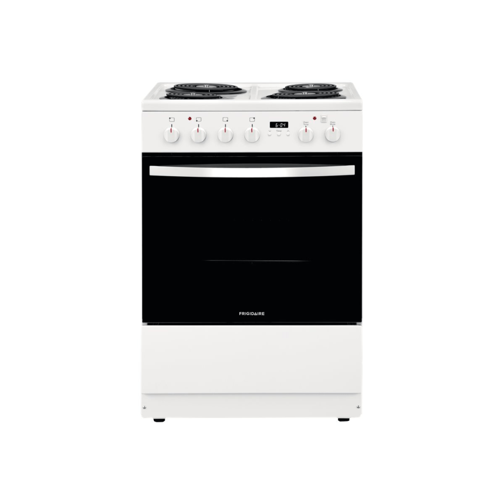 Frigidaire Freestanding Range 24in Electric - 24in - Single Oven x Oven(s) - 4 x Cooking Element(s) - Electric CoilPorcelain Cooktop - 1.90 ft³ Primary Oven - Traditional Primary Oven - Electric Oven - Electronic Clock/Timer - Freestanding - White