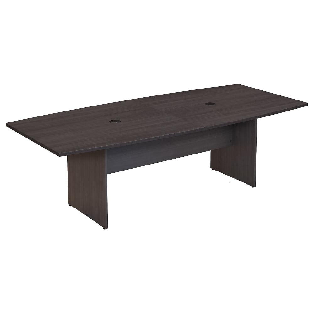 Bush Business Furniture 96inW x 42inD Boat Shaped Conference Table with Wood Base, Storm Gray, Standard Delivery