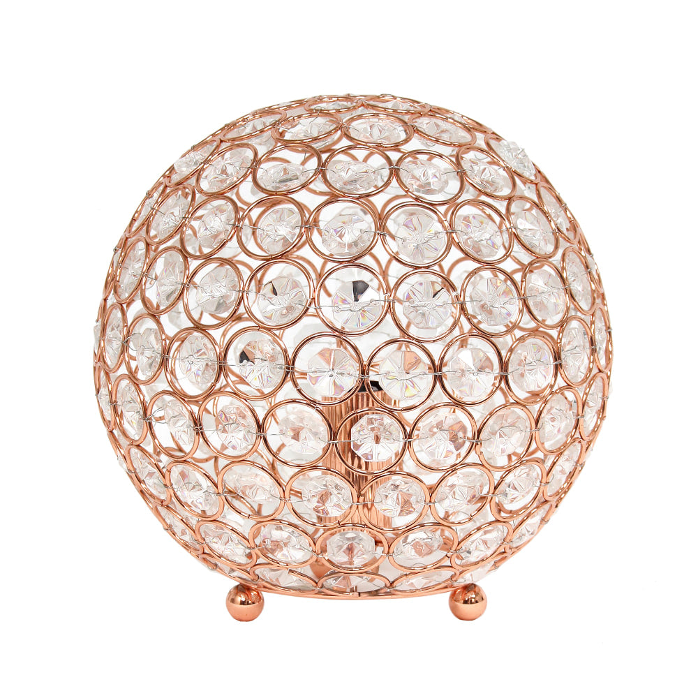 Elegant Designs Crystal Ball Table Lamp, 8inH, Rose Gold