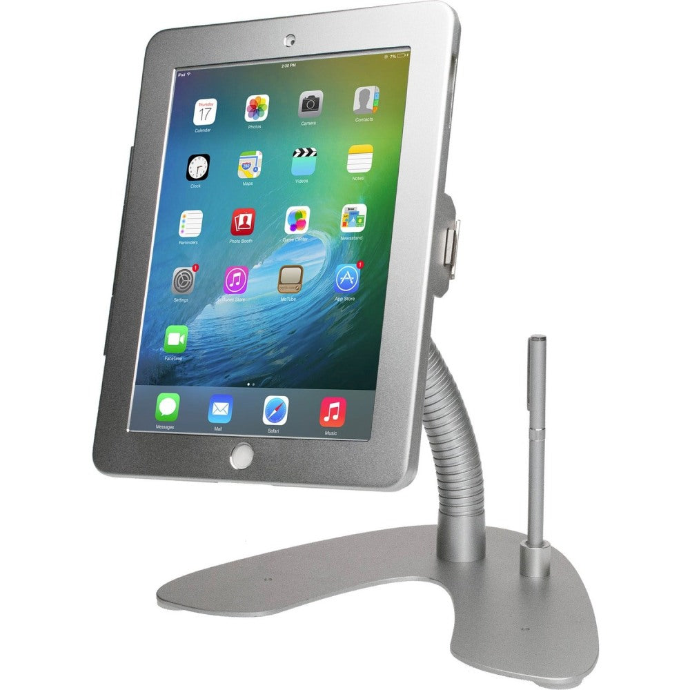 CTA Digital Dual Security Gooseneck Kiosk Stand W/Locking Case Ipad Ipad Air - 11.3in Height x 10.1in Width x 8.5in Depth - Desktop, Countertop - Aluminum, Steel