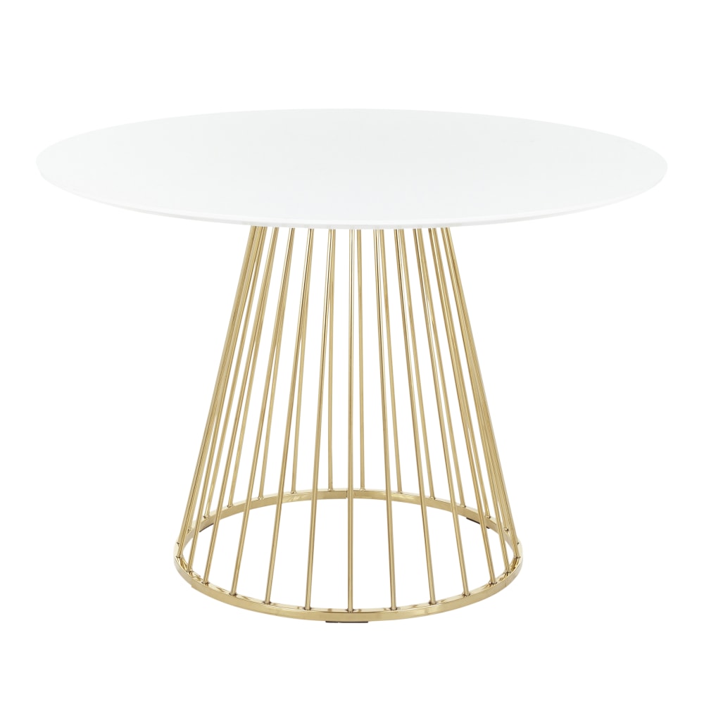 LumiSource Canary Dining Table, 29-1/2inH x 43-1/2inW x 43-1/2inD, White/Gold