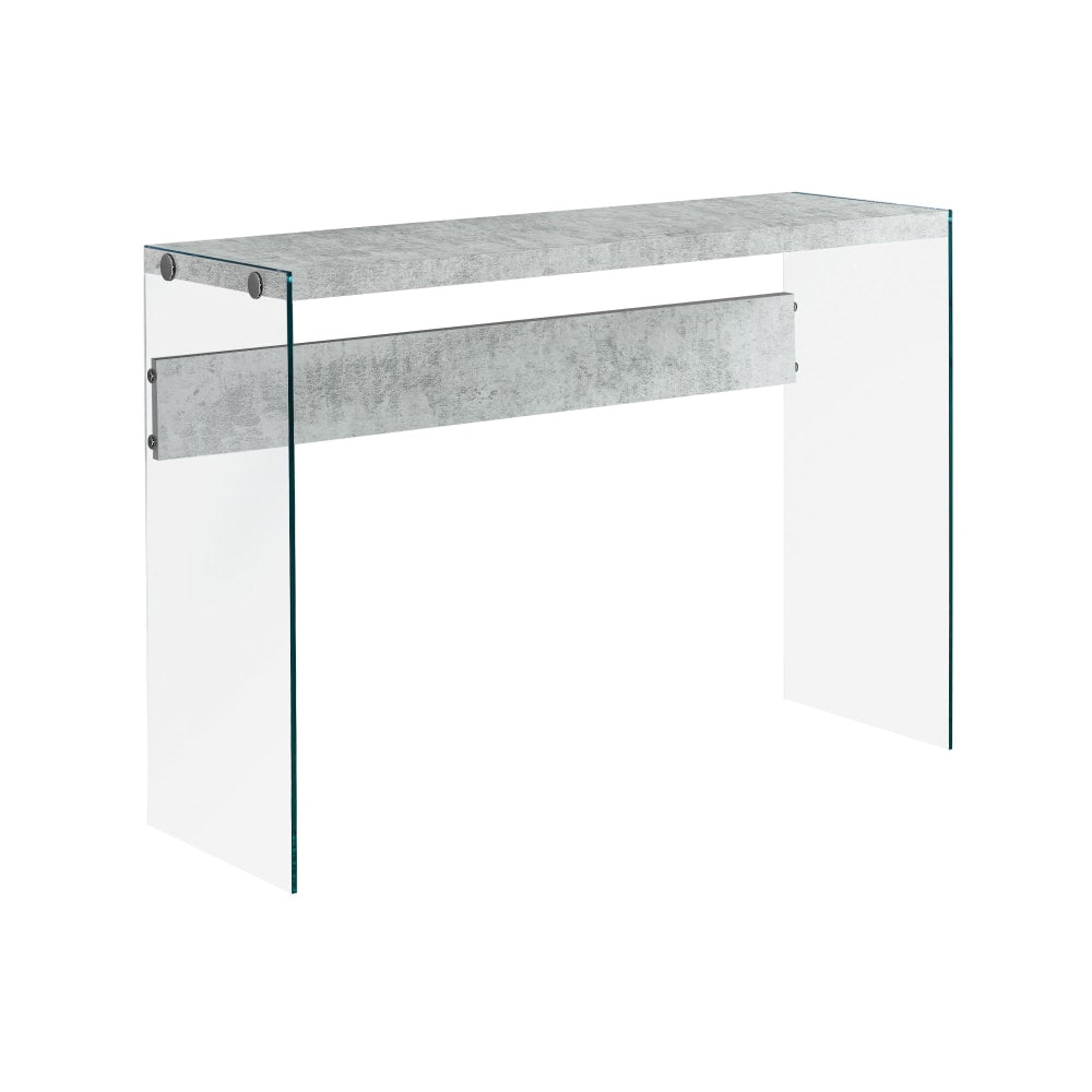Monarch Specialties Riley Accent Table, 32inH x 44inW x 15-3/4inD, Gray Cement