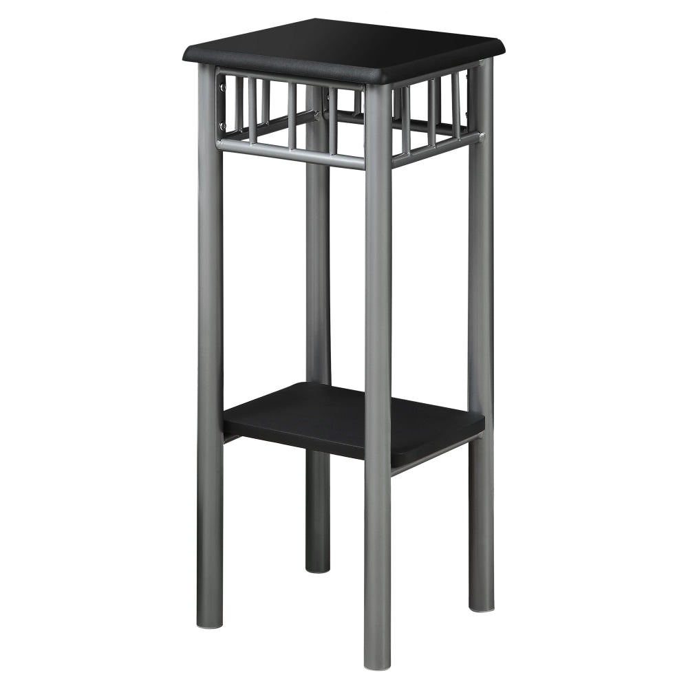 Monarch Specialties Carine Accent Table, 28inH x 12inW x 12inD, Black/Silver