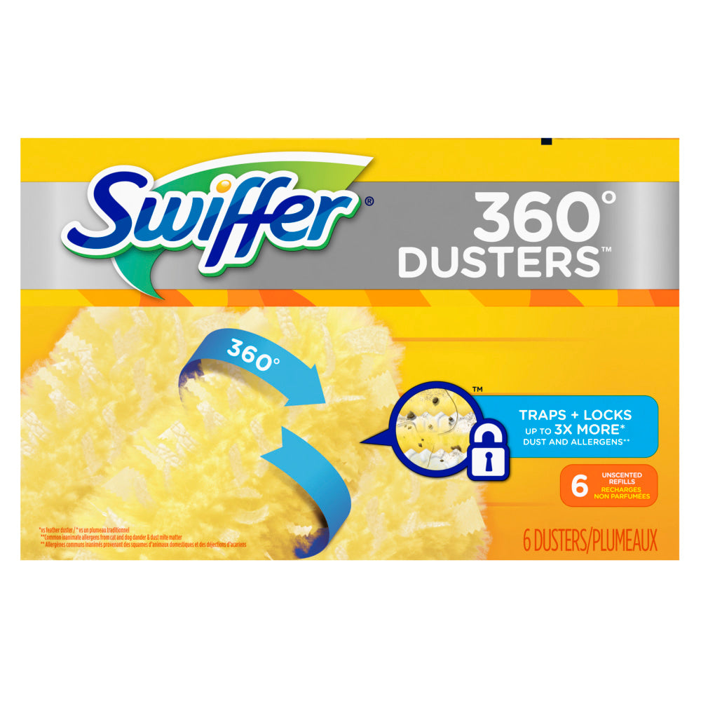 Swiffer 360 deg. Duster Refills, Yellow, 6 Refills Per Box, Carton Of 4 Boxes