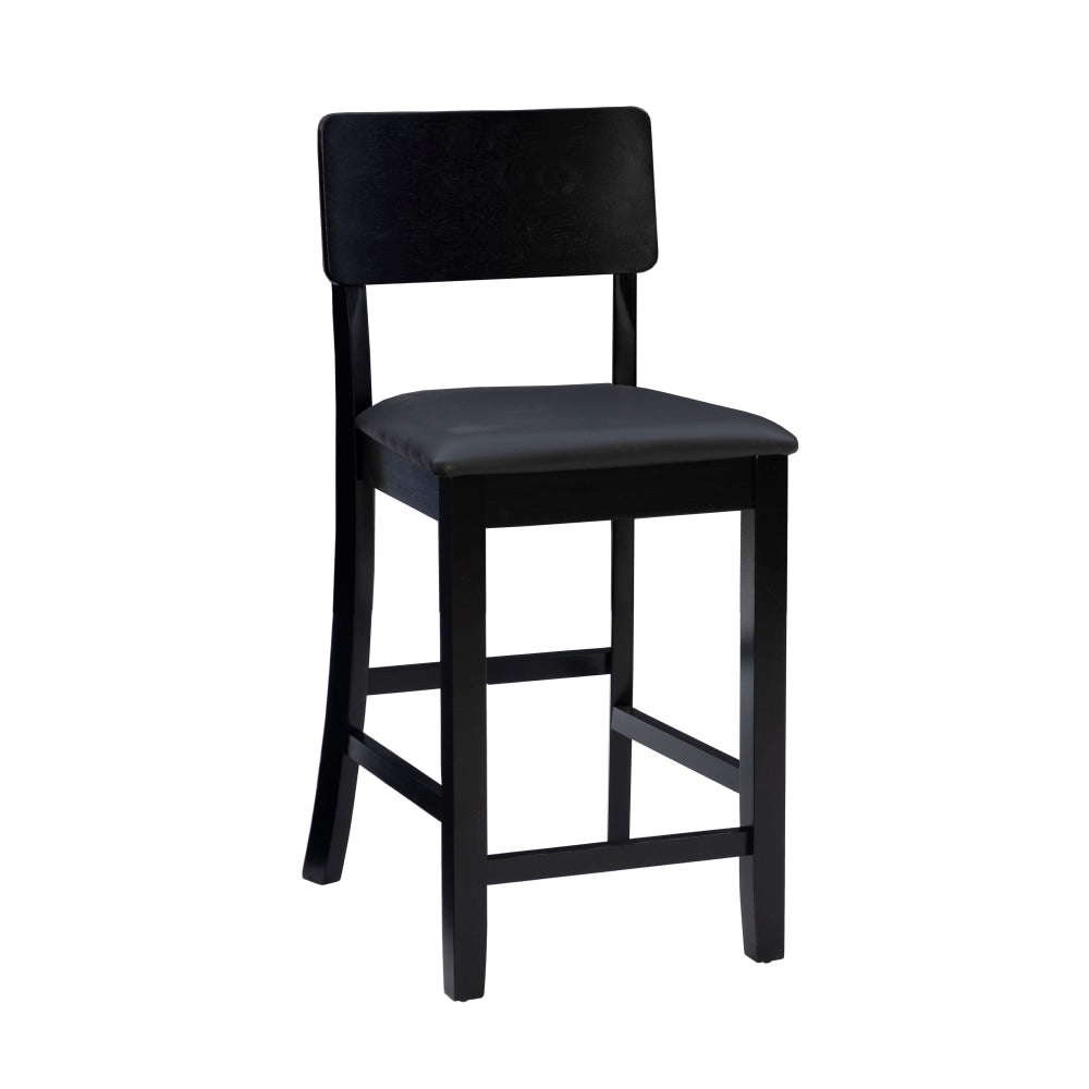 Linon Dayton Faux Leather Counter Stool, Black/Dark Brown