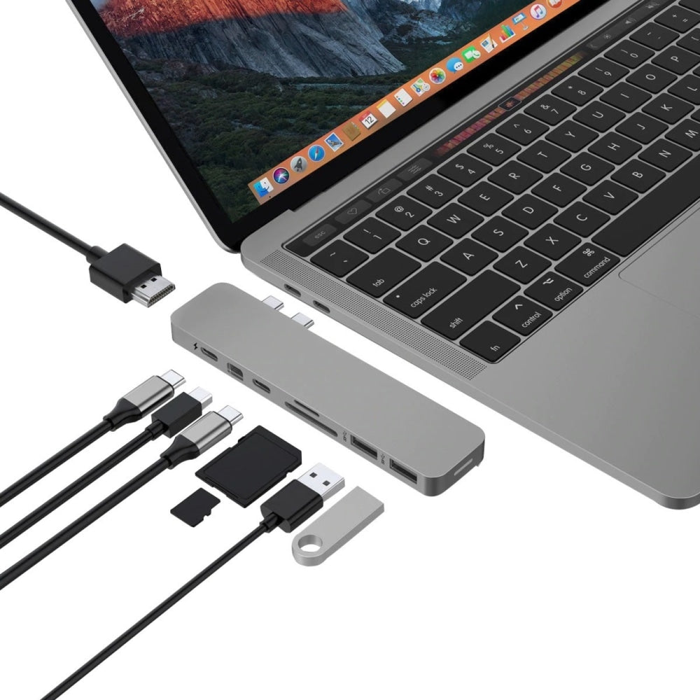 Targus Sanho HyperDrive PRO 8-in-2 USB-C Hub, 7/16inH x 1-1/4inW x 5-3/16inD, Space Gray, 00GF54