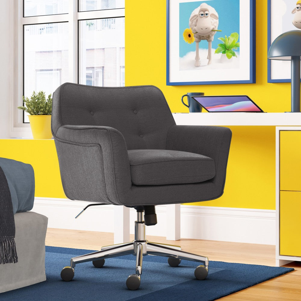 Serta Ashland Home Mid-Back Office Chair, Twill Fabric, Graphite/Chrome
