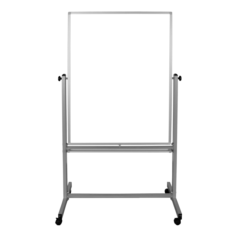 Luxor Double-Sided Mobile Magnetic Dry-Erase Whiteboard, 36in x 48in, Aluminum Frame With Silver Finish