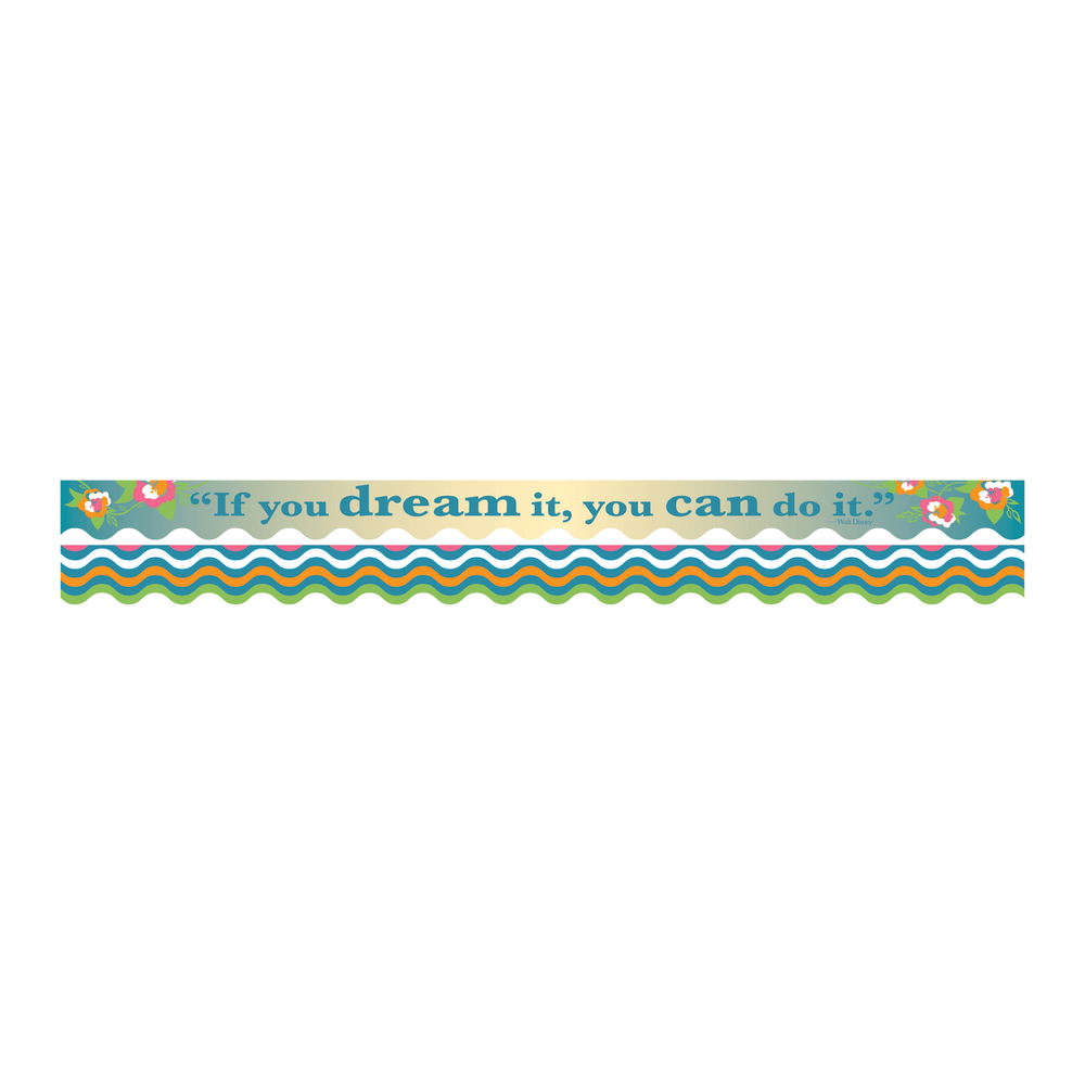 Barker Creek Double-Sided Straight-Edge Border Strips, 3in x 35in, You Can, Pack Of 12