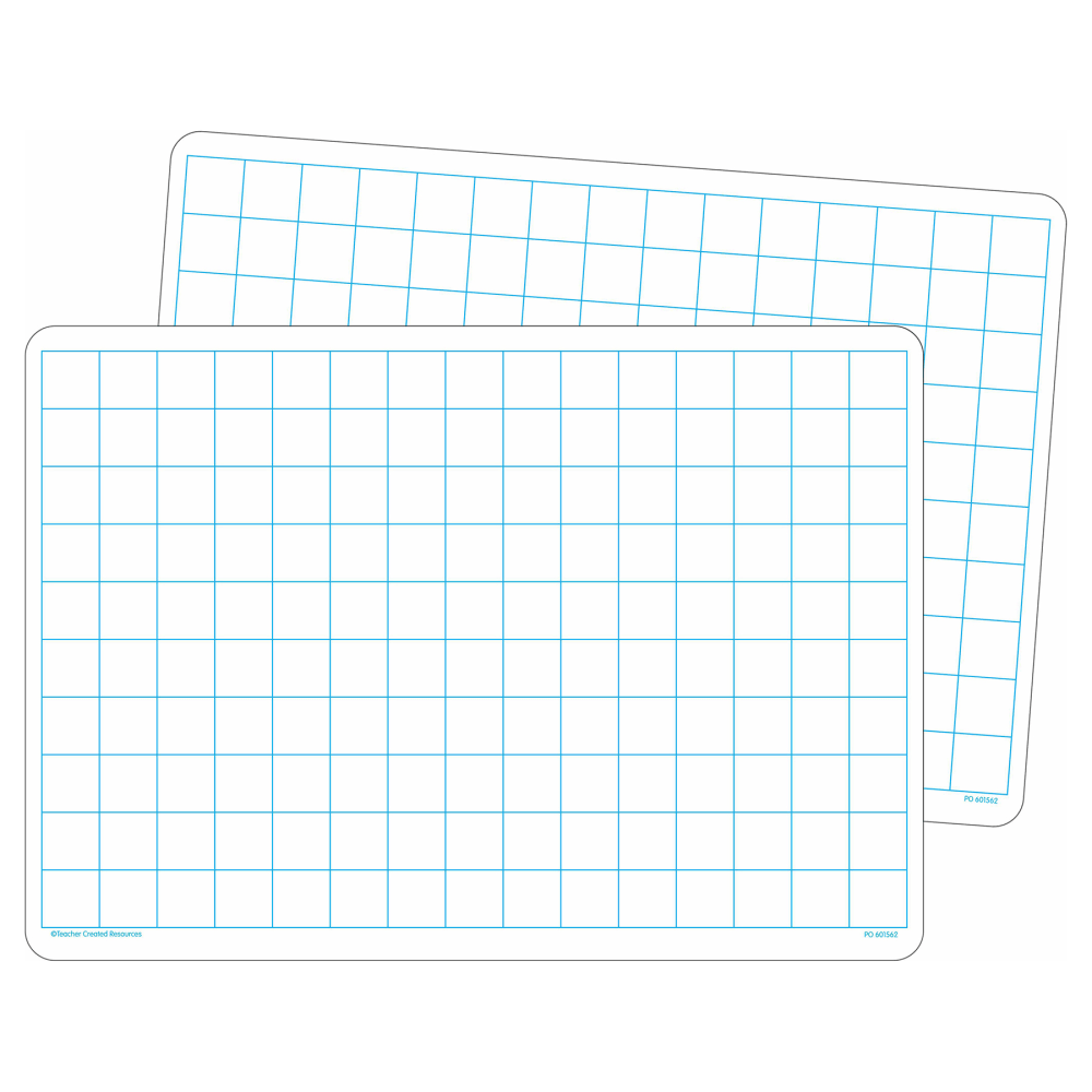 Teacher Created Resources Non-Magnetic Double-Sided Math Grid Dry-Erase Boards, 11-3/4in x 8-1/4in, White, Pack Of 10 Boards