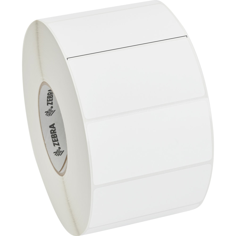Zebra PolyPro 3000T Thermal Transfer Labels, 4in x 2in, White, 2441 Per Roll, Case Of 4 Rolls