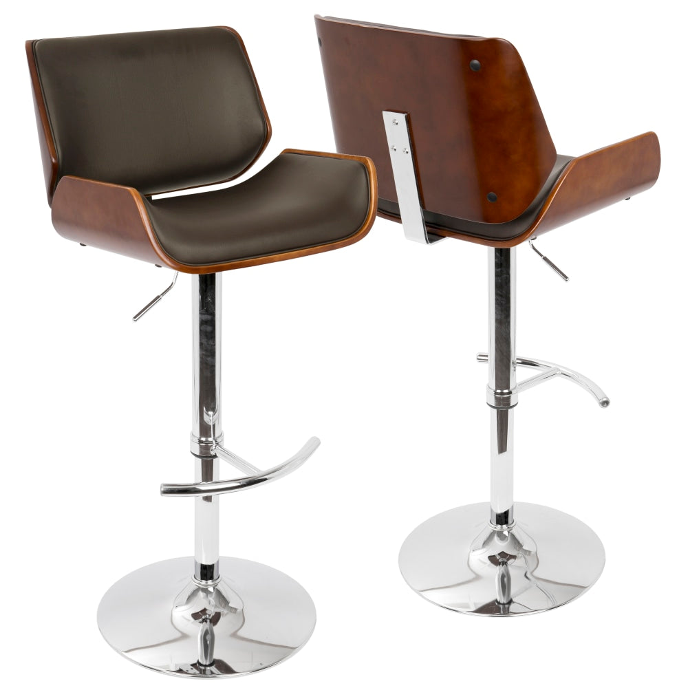 LumiSource Santi Bar Stool, Cherry/Brown/Chrome