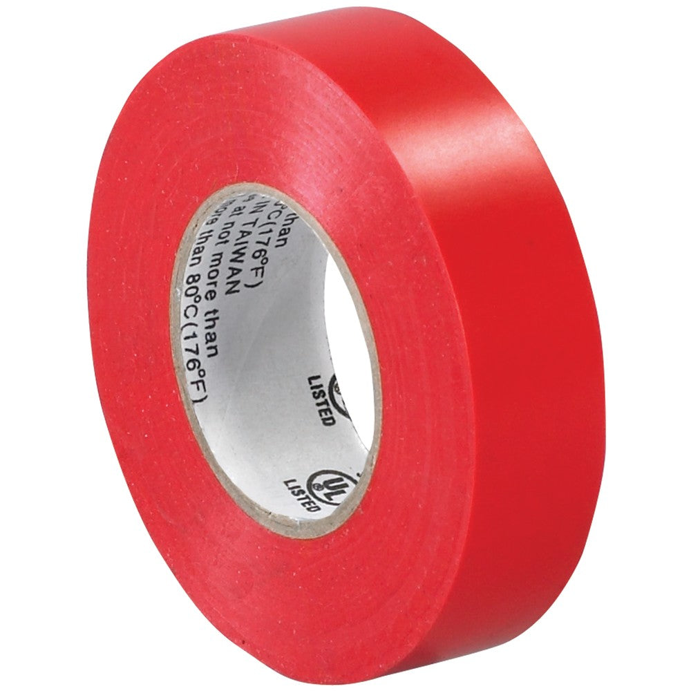 Tape Logic 6180 Electrical Tape, 1.25in Core, 0.75in x 60ft, Red, Case Of 10