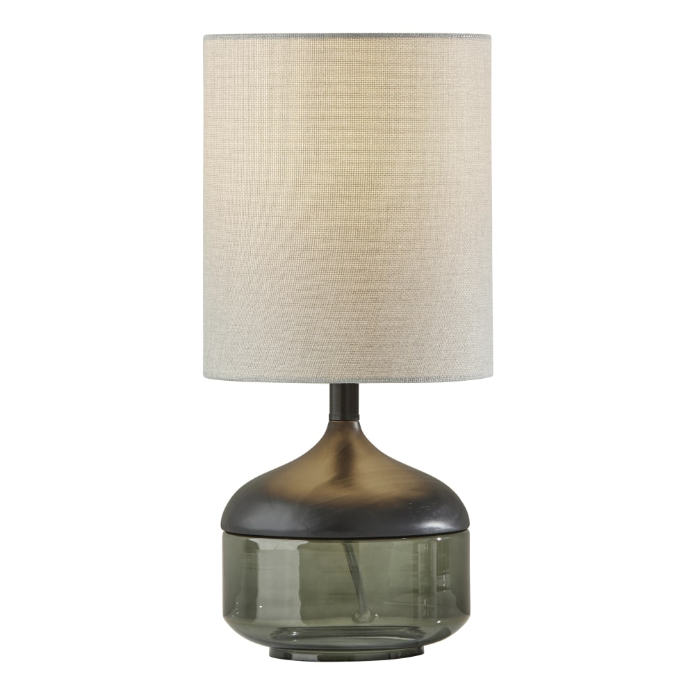 Adesso Marina Table Lamp, 16-1/4inH, Light Gray Shade/Black/Smoked Glass Base