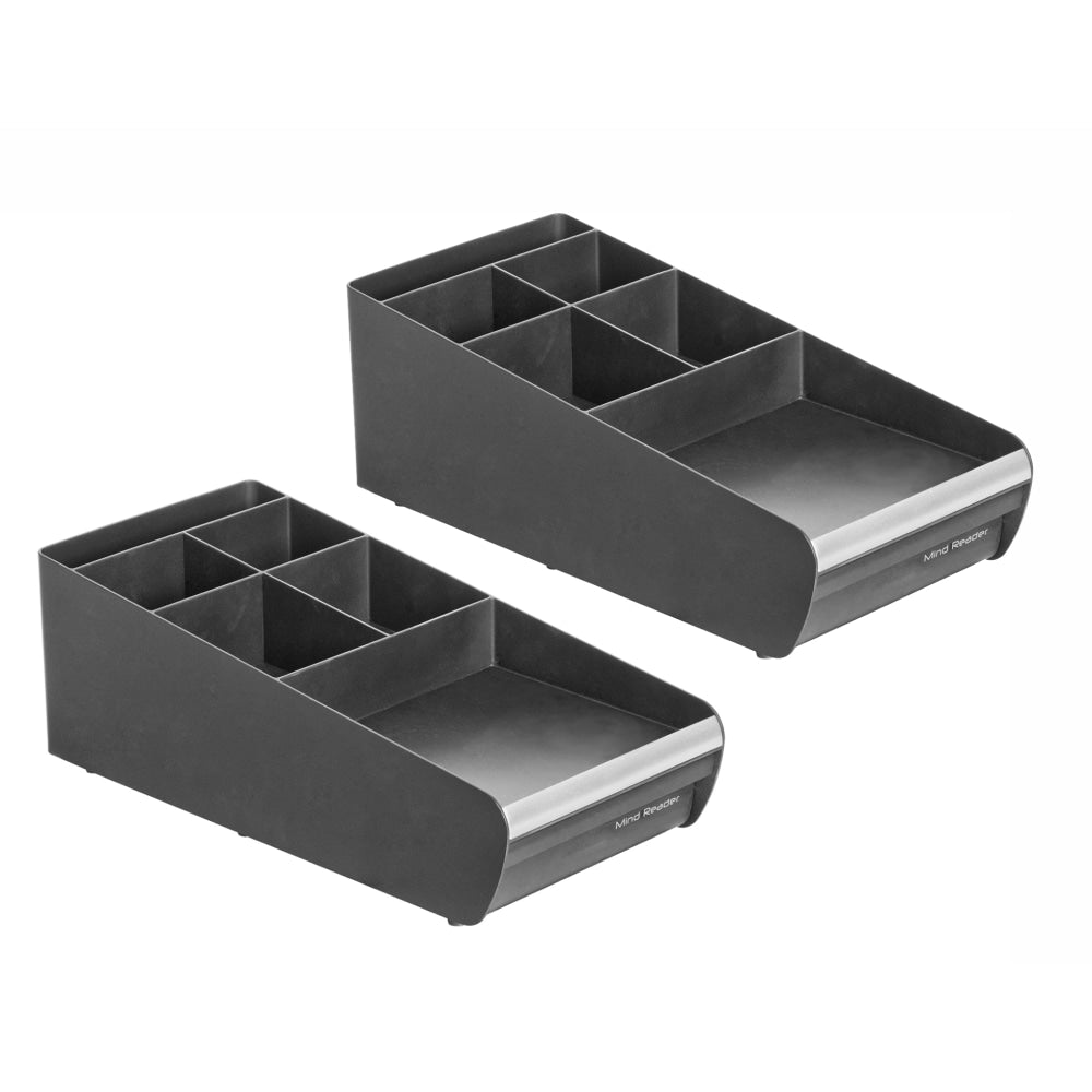 Mind Reader Cup & Condiment Organizer Single Serve Coffee Pod Drawer, 5inH x 14-3/4inW x 7inD, Black, Set Of 2 Drawers