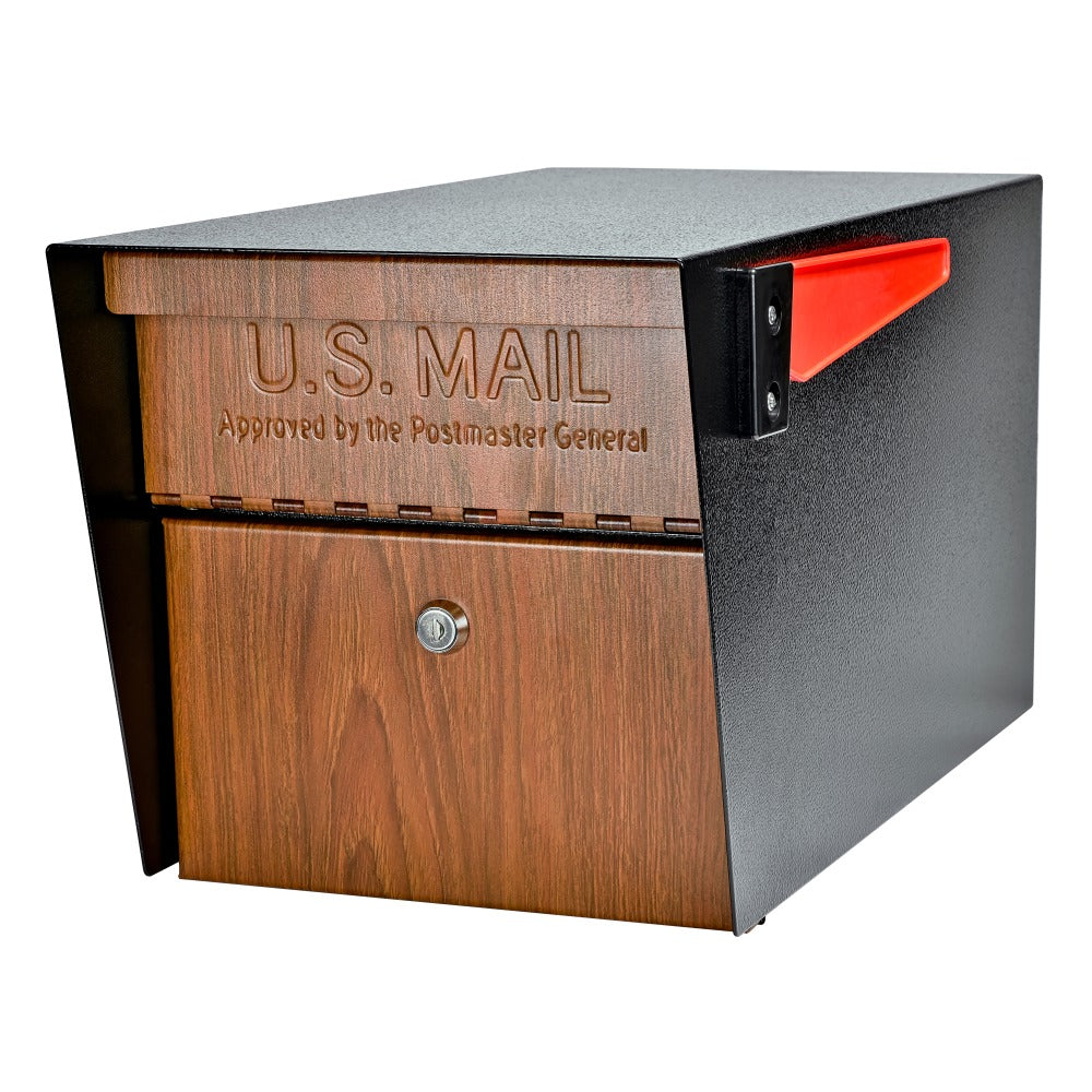 Mail Boss Mail Manager Locking Security Mailbox, 11-1/4inH x 10-3/4inW x 21inD, Wood Grain