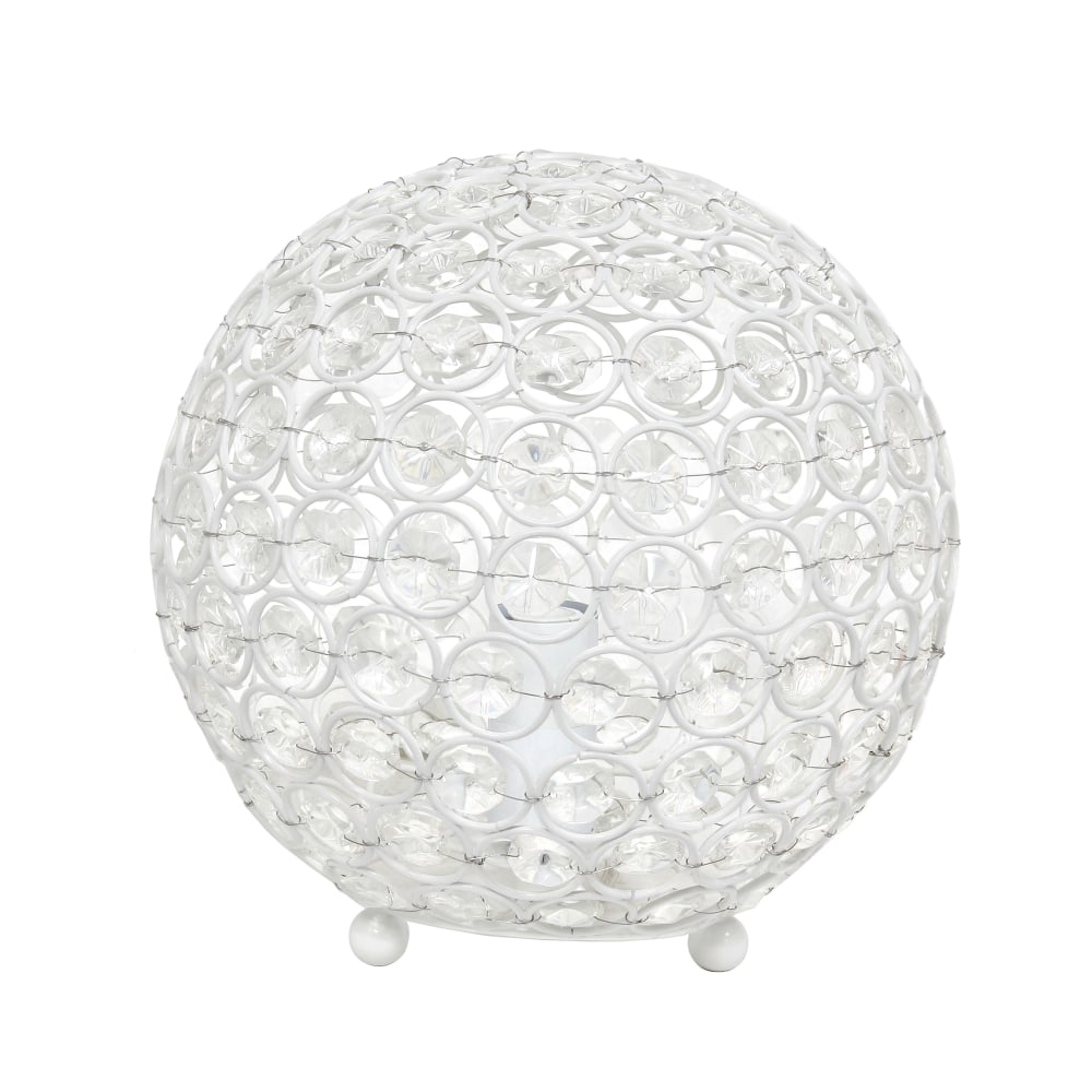 Elegant Designs Crystal Ball Table Lamp, 8inH, White