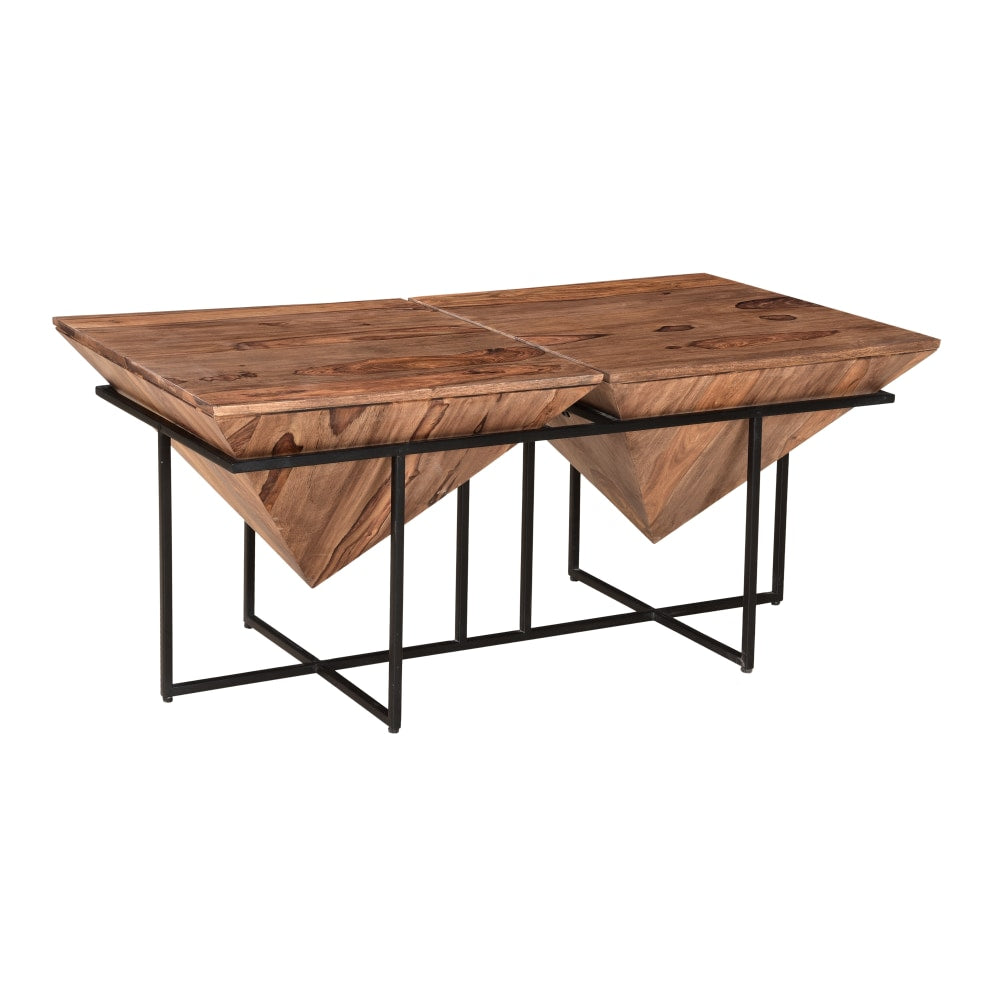 Coast to Coast Pyramid Cocktail/Coffee Table, 20inH x 48inW x 24inD, Brownstone Nut Brown