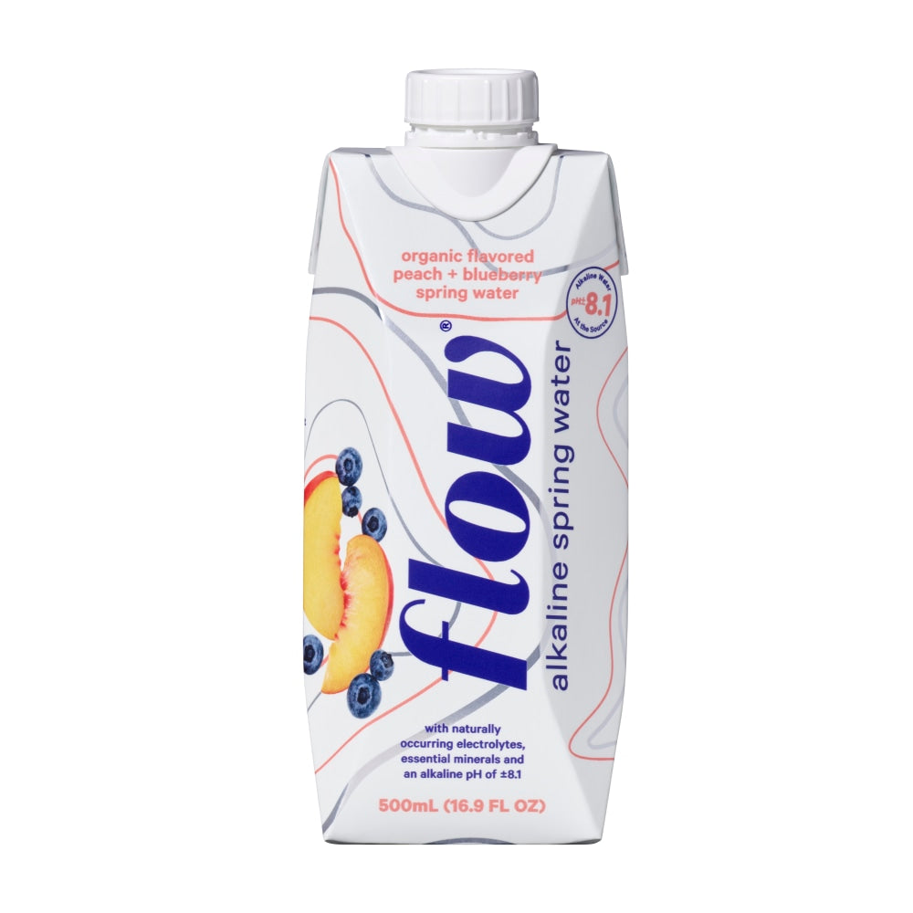 Flow Hydration Alkaline Spring Water, 16.9 Oz, Peach/Blueberry Pack Of 12