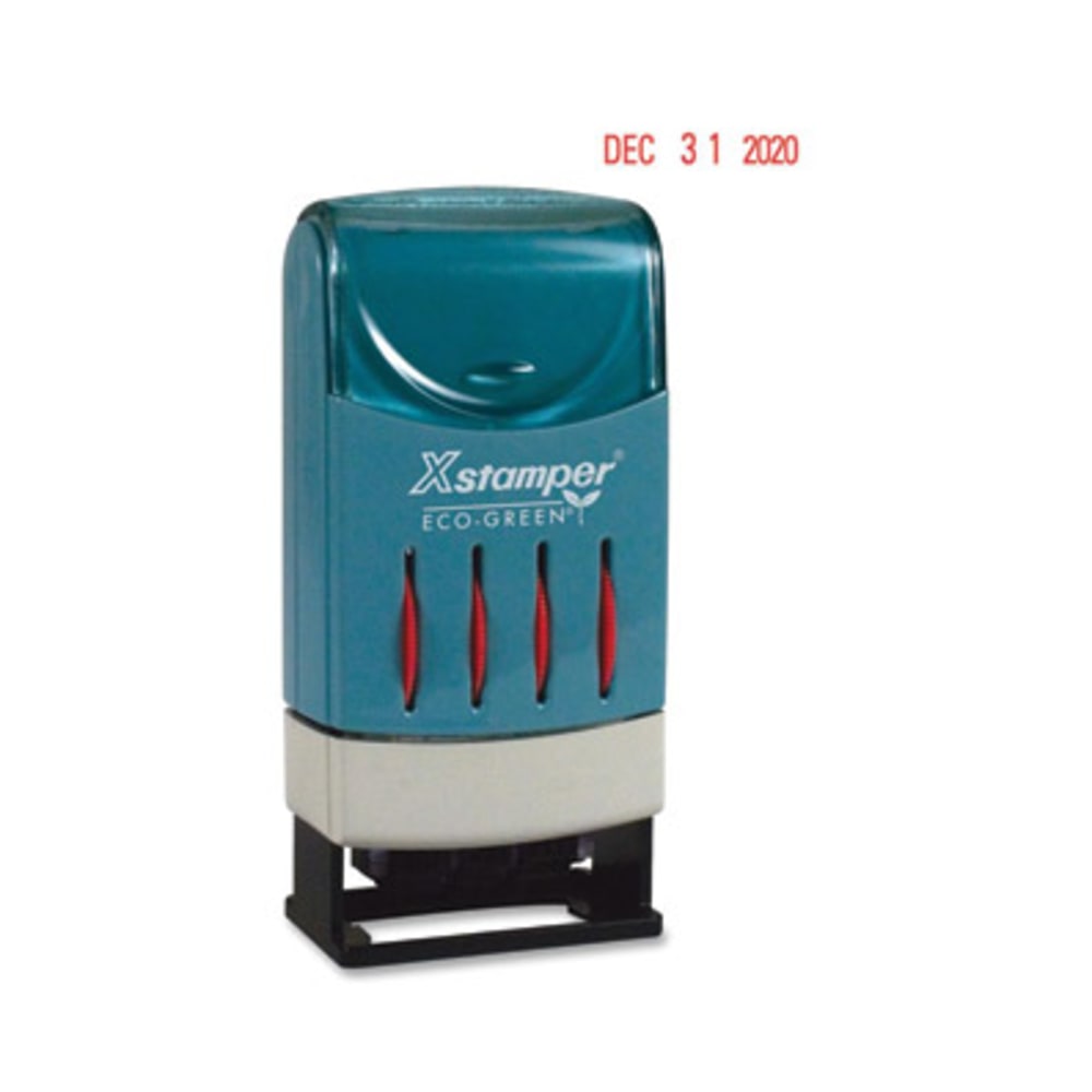 Xstamper VersaDater Small Type Date Stamp - Message/Date Stamp - "FAXED, PAID, RECEIVED" - 0.87in Impression Width x 0.12in Impression Length - Red - Recycled - 1 Each