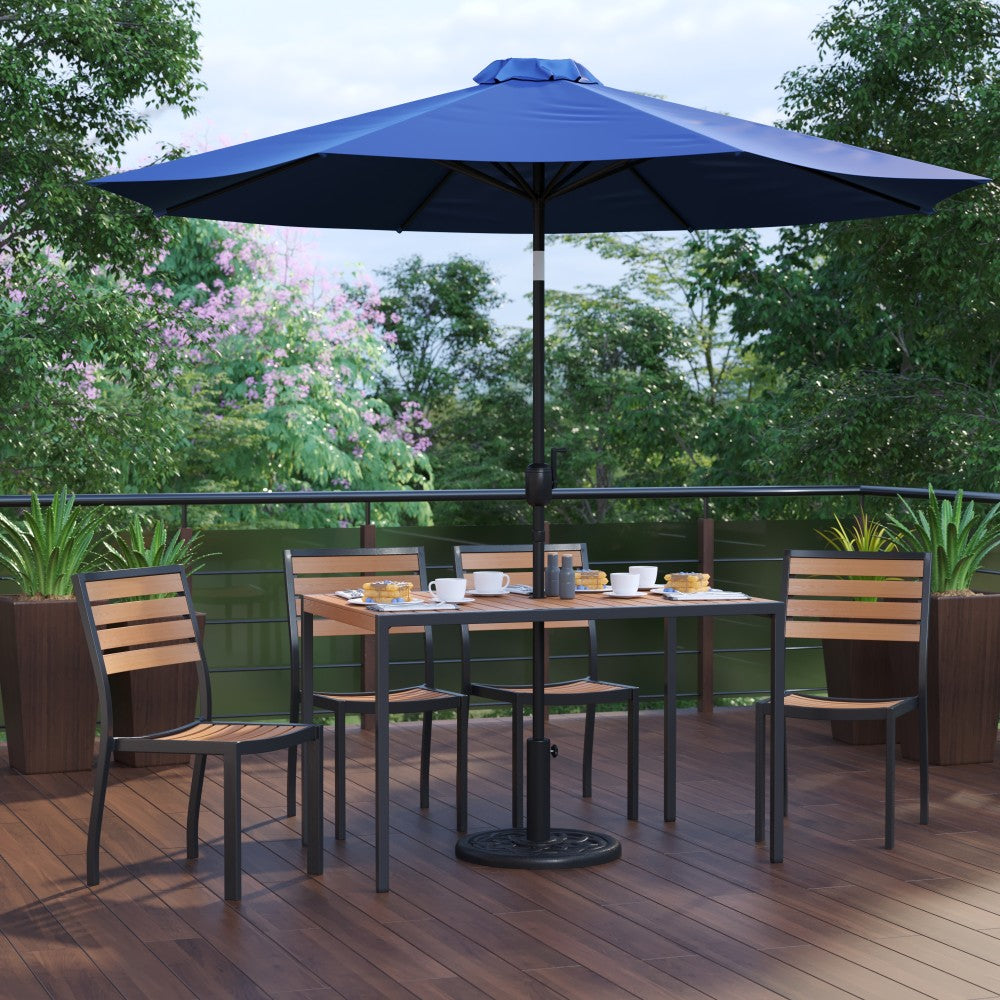 Flash Furniture Lark 7-Piece All-Weather Patio Set, 29-1/2inH x 30inW x 48inD, Navy
