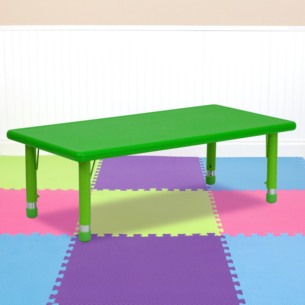 Flash Furniture Height-Adjustable Activity Table, Rectangular, 14 1/2in-23 3/4inH x 24inW x 48inD, Green