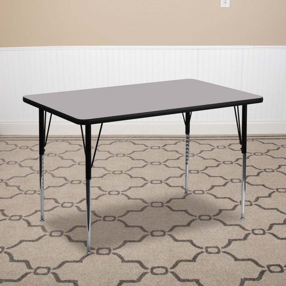 Flash Furniture Rectangular Activity Table, 24inW x 48inD, Gray/Chrome