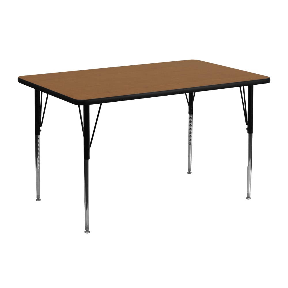 Flash Furniture Rectangular Activity Table, 24inW x 48inD, Oak/Chrome