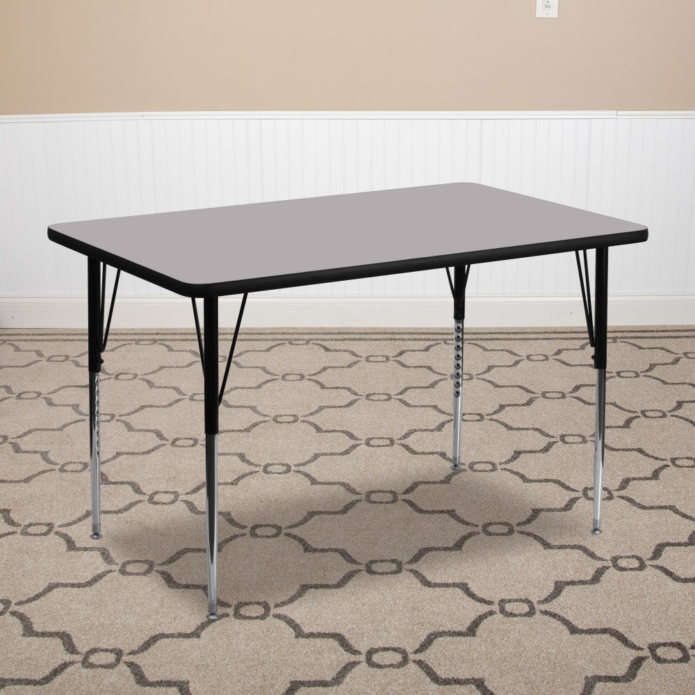 Flash Furniture Rectangular Activity Table, 30inW x 72inD, Gray/Chrome