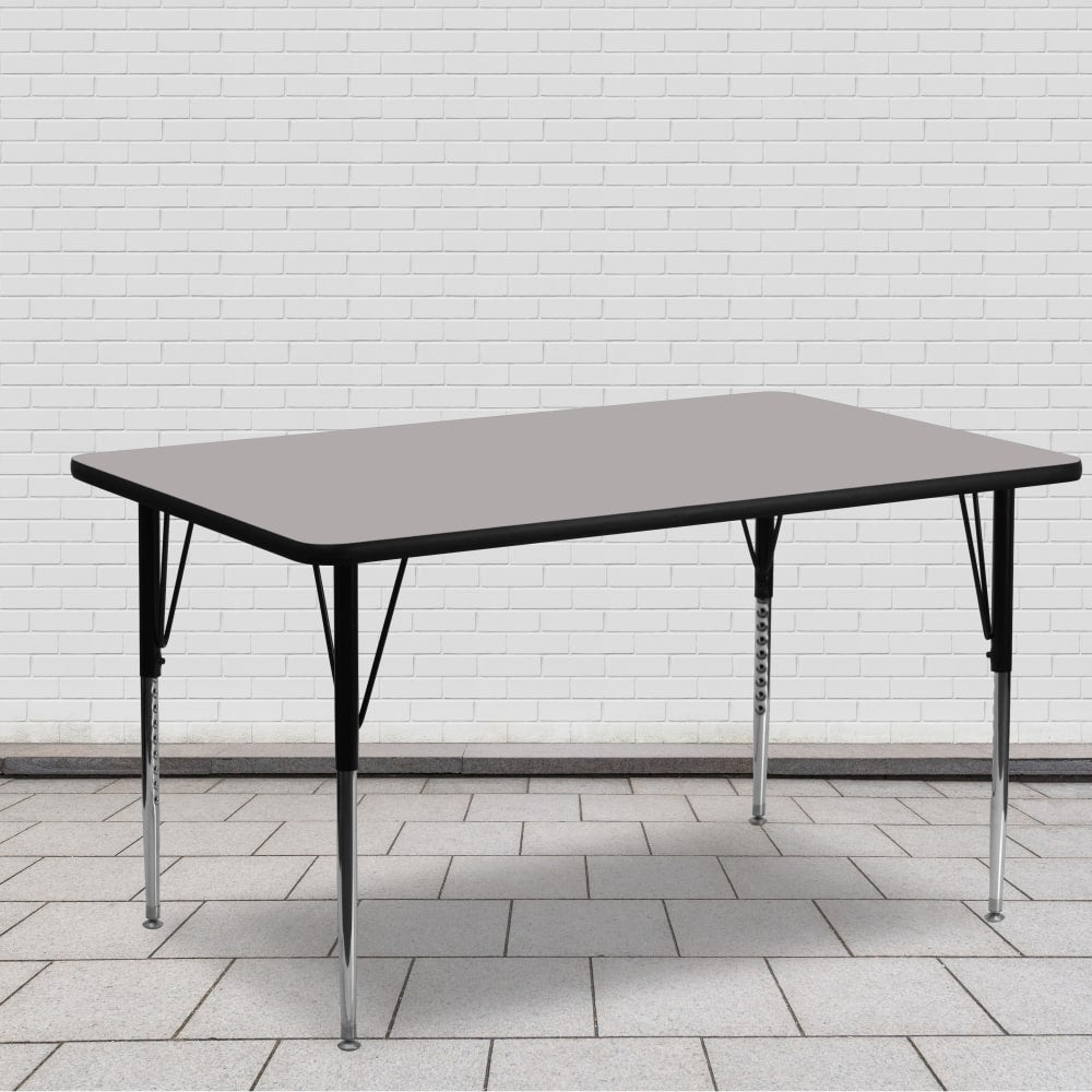 Flash Furniture Rectangular Activity Table, 24inW x 60inD, Gray/Chrome