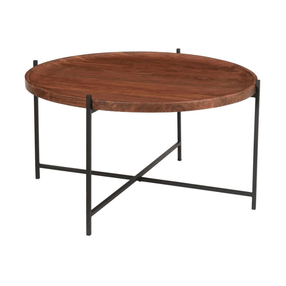 Coast to Coast Brant Cocktail/Coffee Table, 20inH x 37inW x 37inD, Huntley Brown/Black