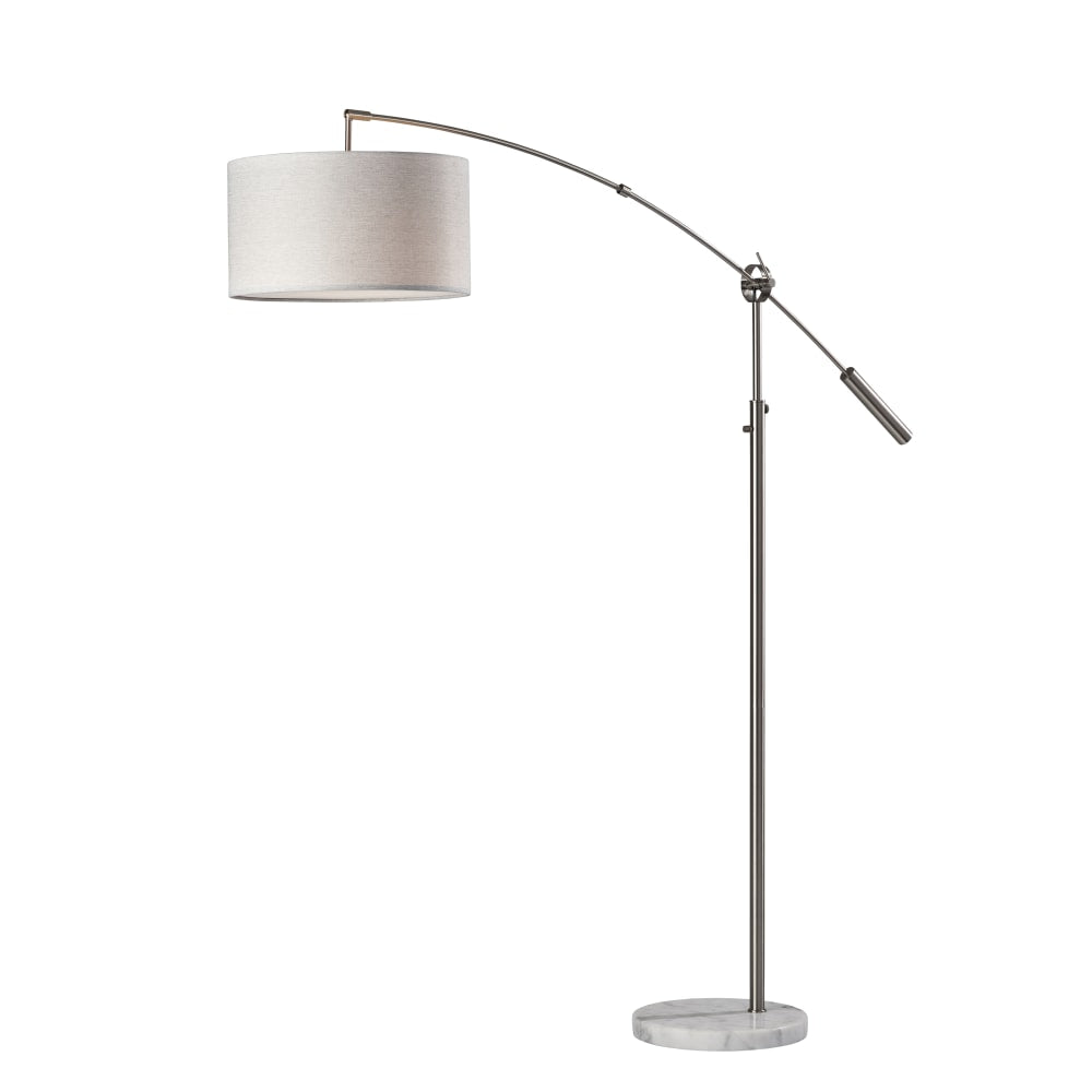 Adesso Adler Arc Lamp, 81inH, Light Taupe/Brushed Steel