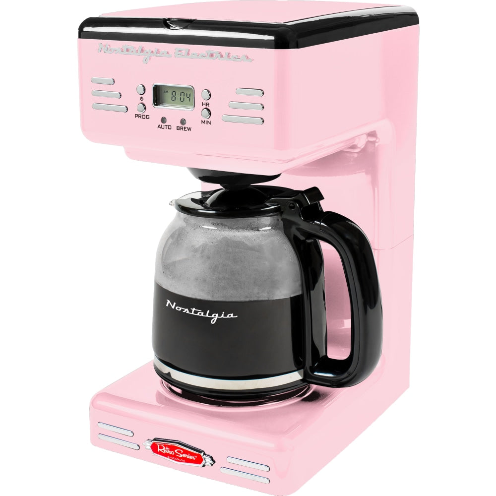 Nostalgia Retro 12-Cup Programmable Coffee Maker, Pink