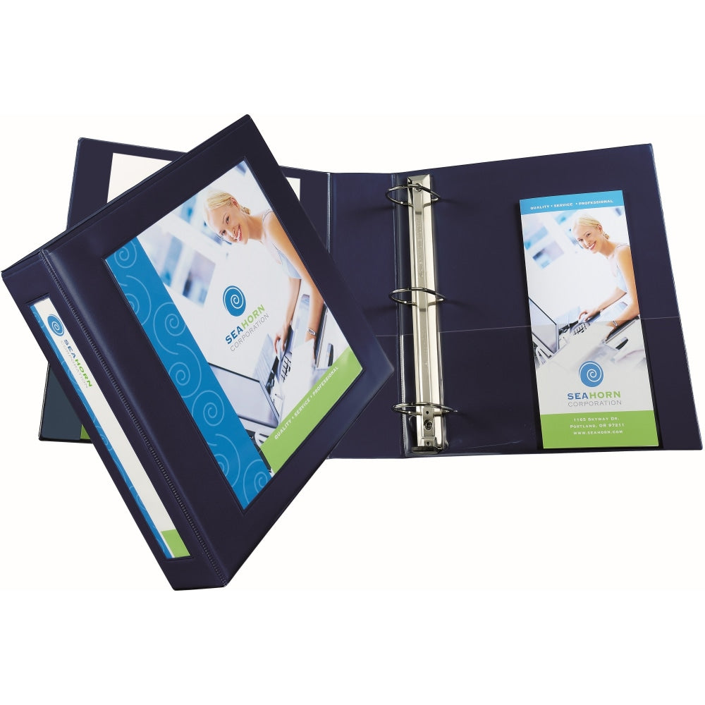 Avery Frame View Heavy-Duty 3-Ring Binder With Locking One-Touch EZD Rings, 2in D-Rings, Navy