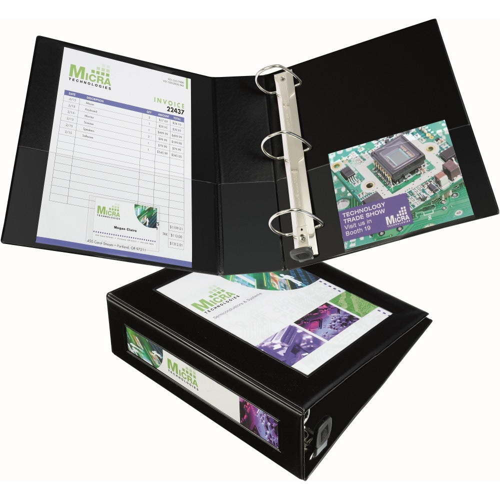 Avery Frame View Heavy-Duty 3-Ring Binder With Locking One-Touch EZD Rings, 3in D-Rings, Black