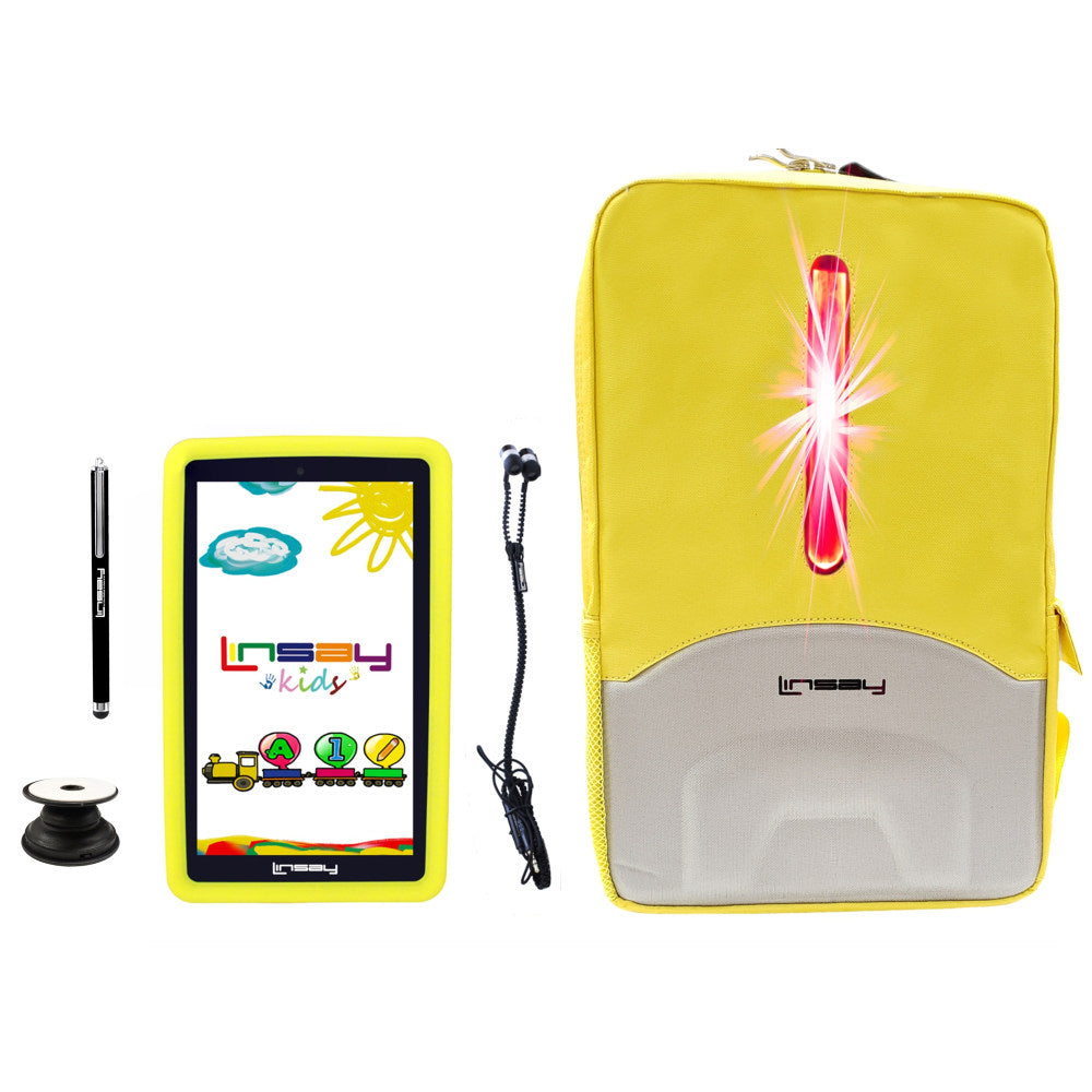 Linsay F7 Tablet, 7in Screen, 2GB Memory, 64GB Storage, Android 13, Kids Yellow LED