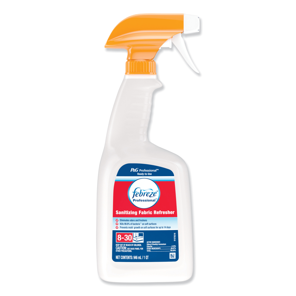 Febreze Professional Sanitizing Fabric Refresher Spray, Light Scent, 32 Oz, Case Of 8 Spray Bottles